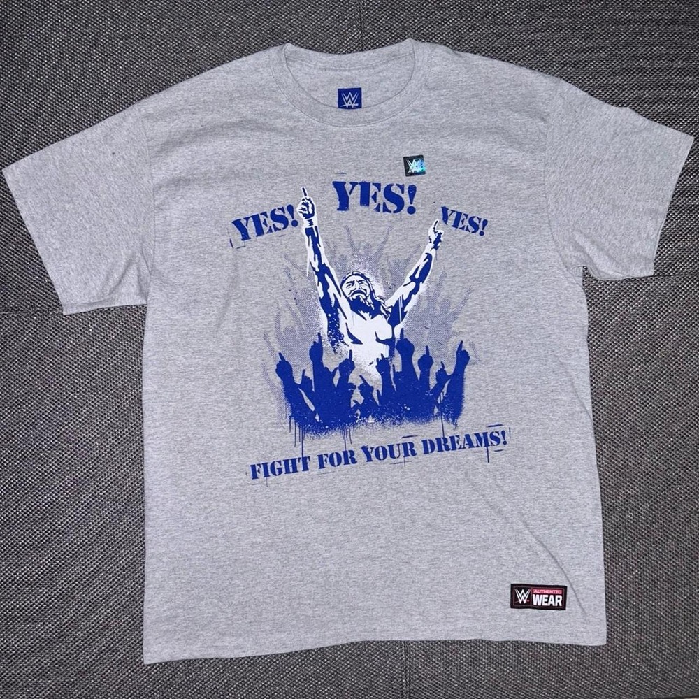 WWE Daniel Bryan Fight For Your Dreams Gray Graphic T Shirt Size Large